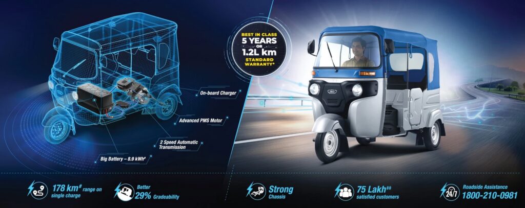 bajaj electric auto booking | Photo Credit : bajajauto.com